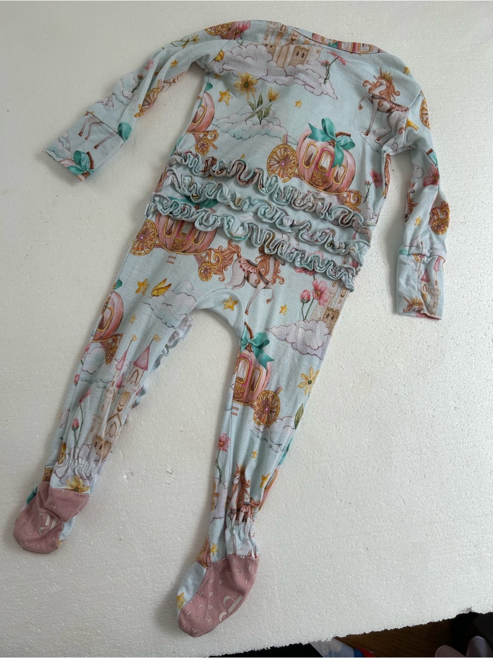 Posh peanut Catherine bamboo ruffle zippy footie sleeper Pajamas castle unicorn